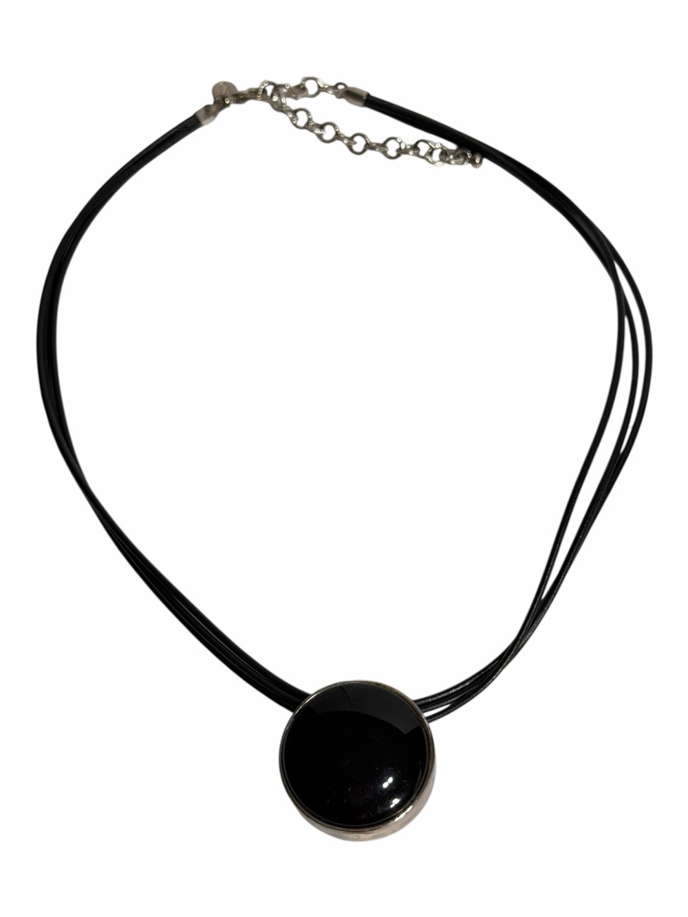Black GTC Pendant Leather Multi Cord VY Necklace Minimalist Whimsigoth Edgy